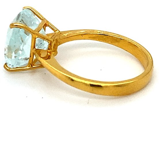 Aquamarine 4.97ct Solid 22K Yellow Gold Ring - Picture 6 of 7